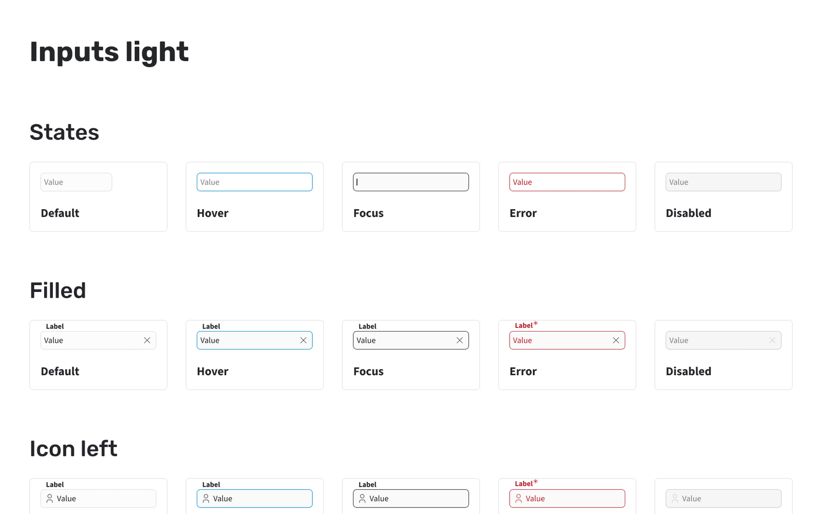 Input states from the Smurfit Westrock Design System