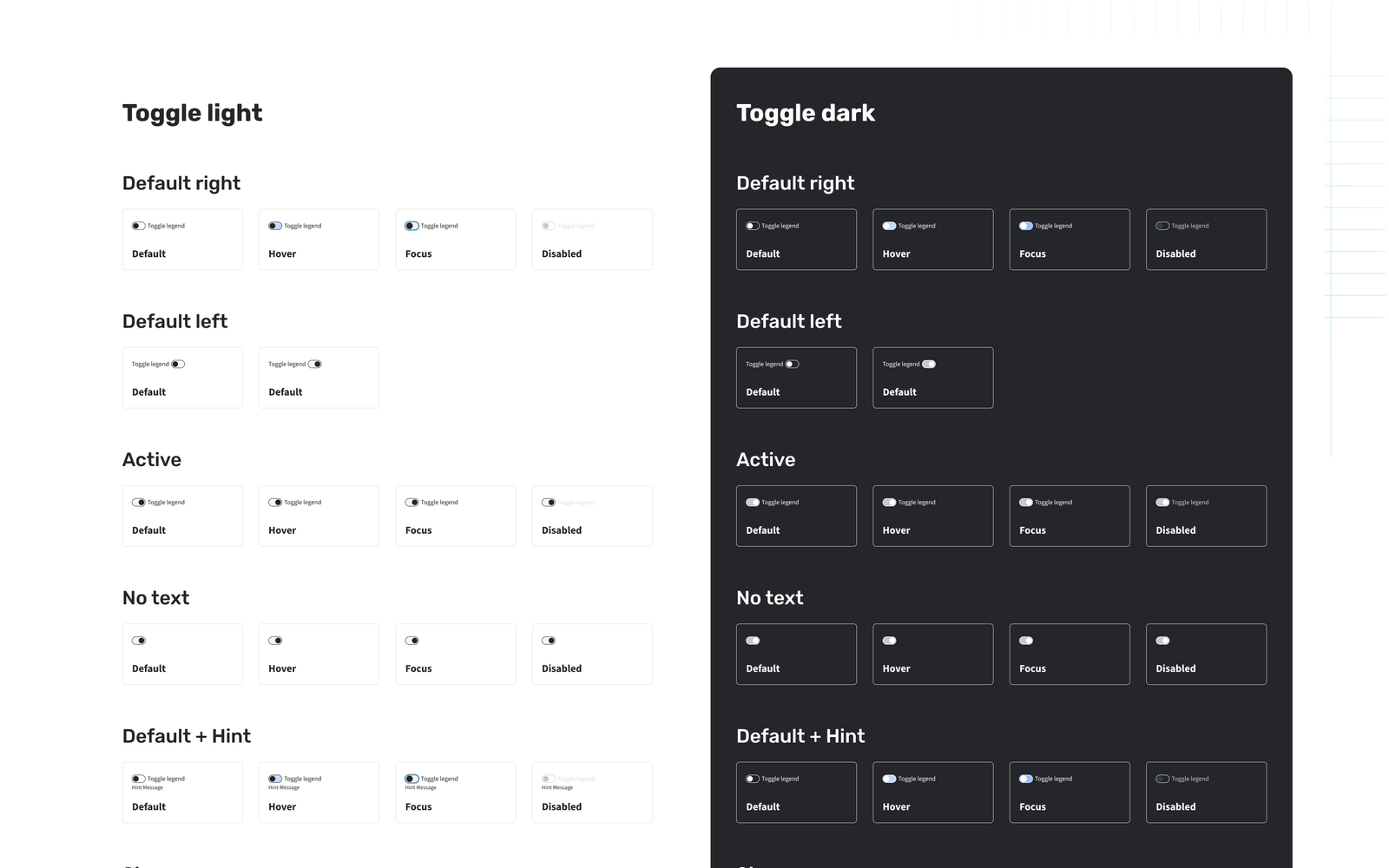 Toggle variants in light and dark themes from the Smurfit Westrock Design System